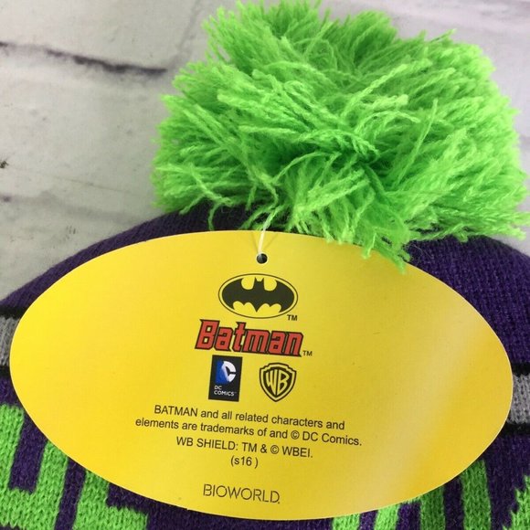 DC Comics The Joker Batman Logo Knit Beanie Hat - Picture 4 of 7